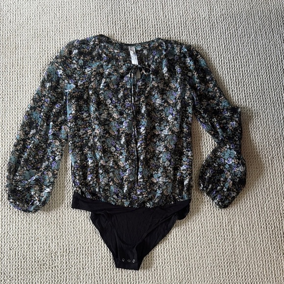 Free People Floral Sheer Bodysuit Size XS - Picture 1 of 4